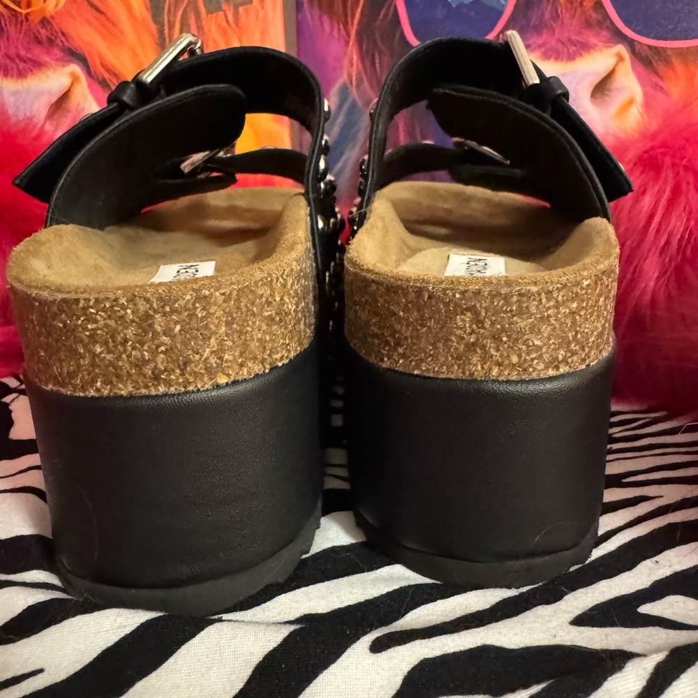 Steve Madden Studded Platform Sandals Size 7 🖤 Double Buckle Rockstar - Picture 9 of 12